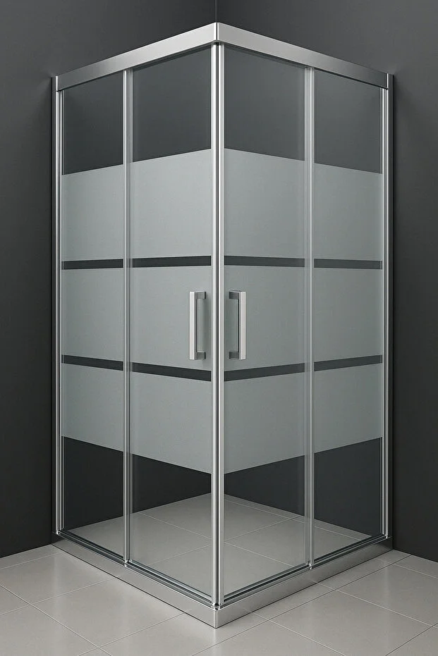 Kare Kumlama Box Desenli 5 mm Temperli Cam Teknesiz Duşakabin 190 cm